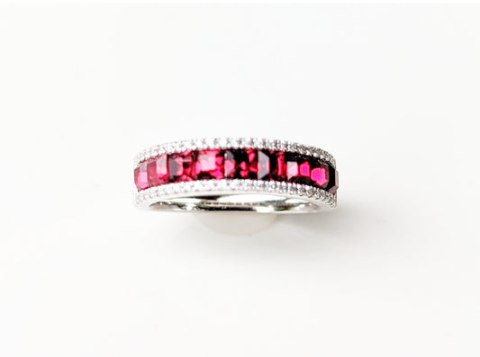 Sterling Silver "Red Line" Cubic Zirconia Ring