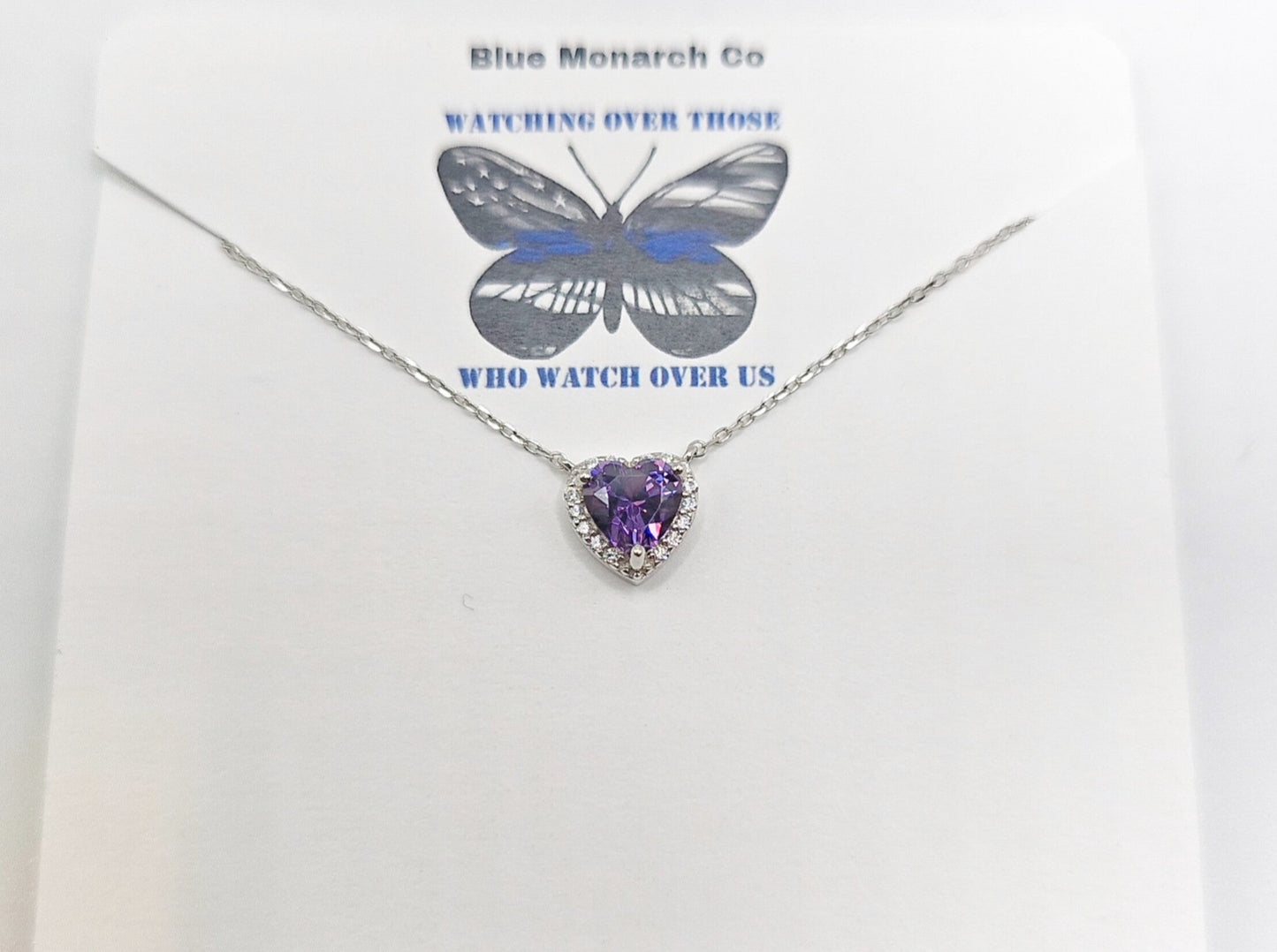 Sterling Silver Purple Heart Necklace