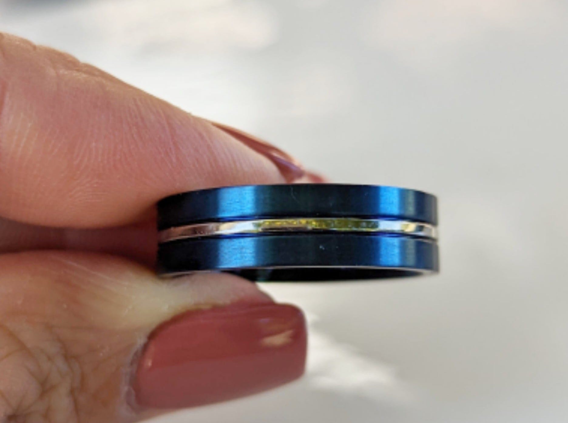Blue Stainless Steel Ring - Men’s Jewelry