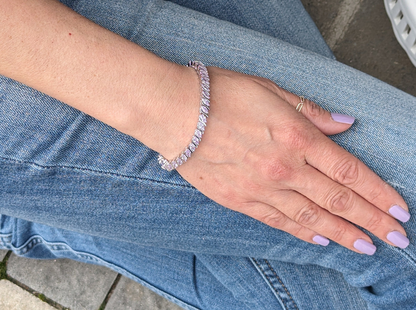 Sterling Silver Purple Cubic Zirconia Tennis Bracelet
