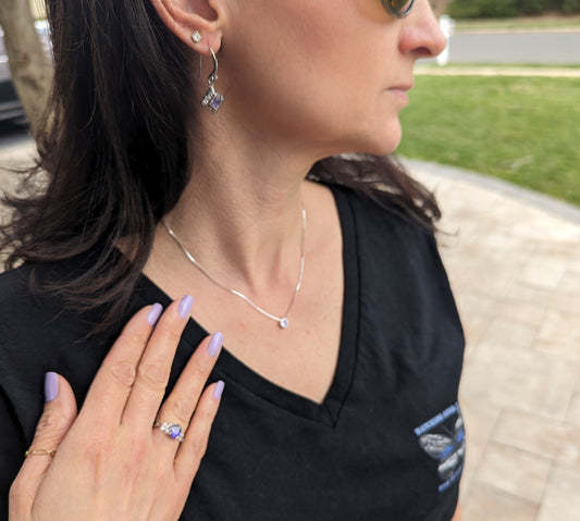 Sterling Silver Purple Bezel Solitaire Necklace