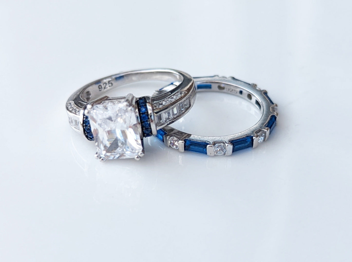 Sterling Silver Blue Sapphire/White CZ Eternity Ring