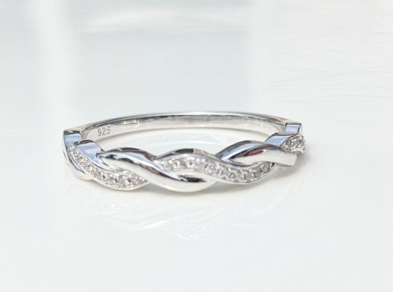 Sterling Silver Braided Cubic Zirconia Ring - Jewelry