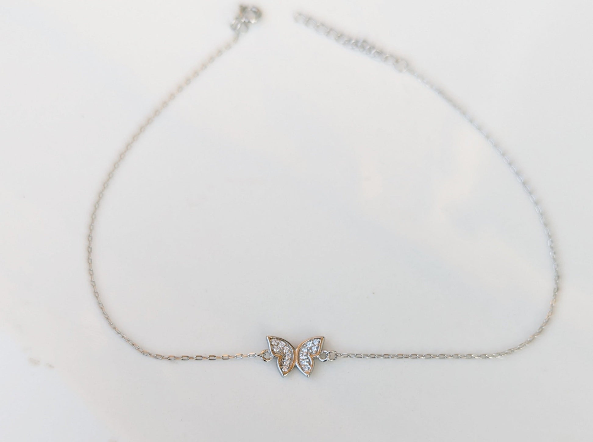 Sterling Silver Butterfly Anklet - Jewelry