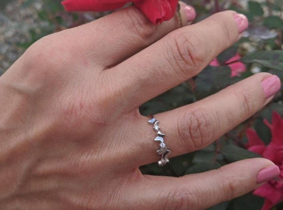 Sterling Silver Butterfly Ring with Cubic Zirconia - Jewelry
