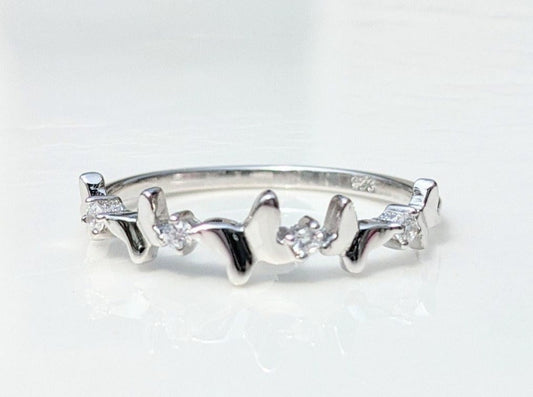 Sterling Silver Butterfly Ring with Cubic Zirconia - Jewelry