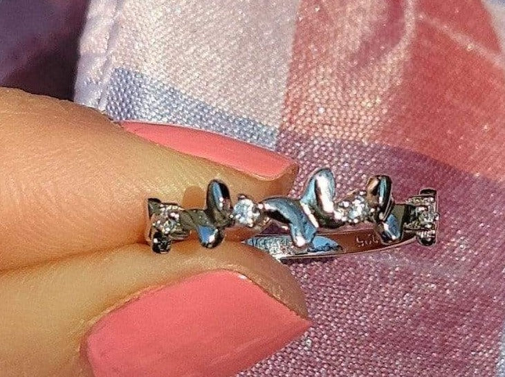 Sterling Silver Butterfly Ring with Cubic Zirconia - Jewelry