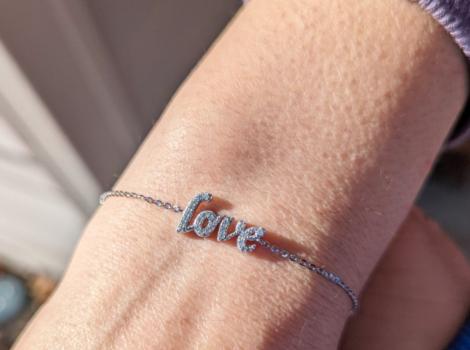 Sterling Silver Cubic Zirconia Love Bracelet - Jewelry