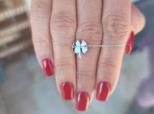 Sterling Silver Four-Leaf Clover Bracelet - Jewelry
