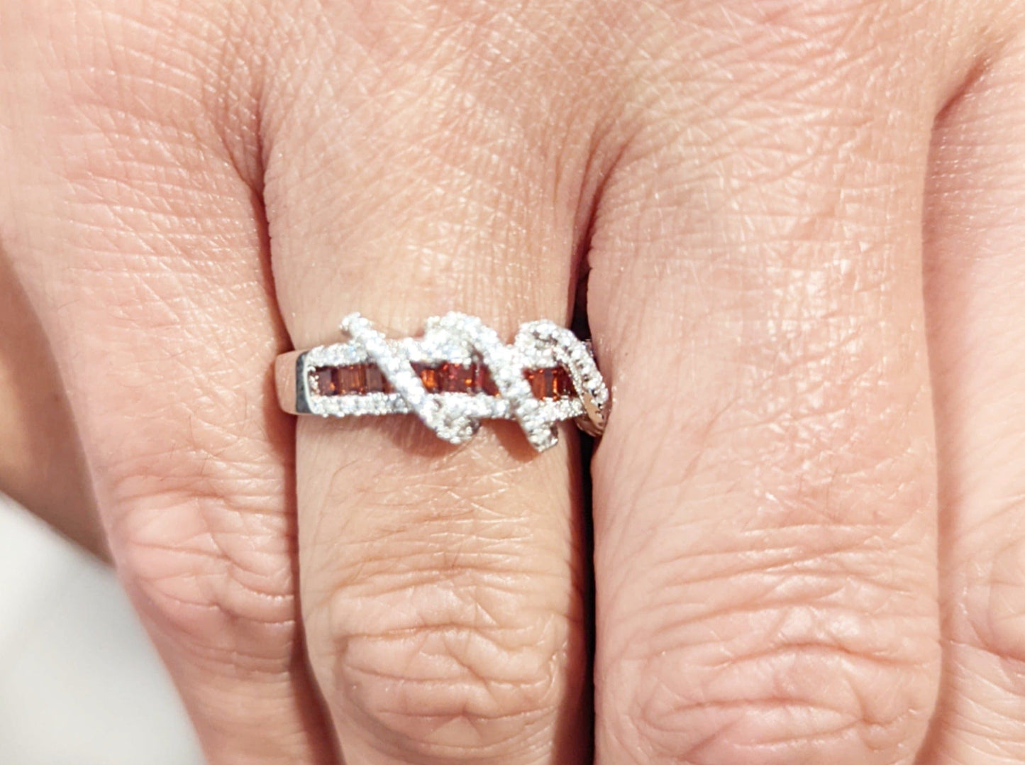 Sterling Silver Garnet Cubic Zirconia Ring - Jewelry