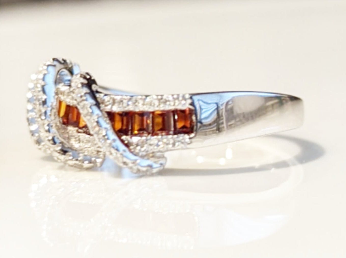 Sterling Silver Garnet Cubic Zirconia Ring - Jewelry