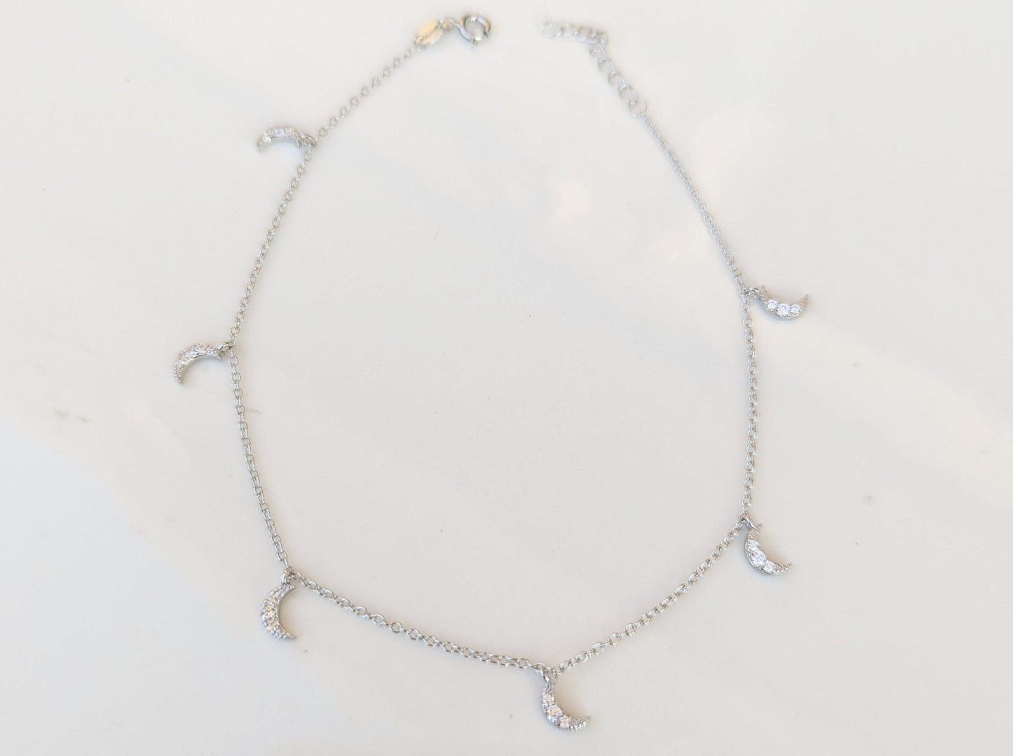 Sterling Silver Half Moon Anklet - Jewelry