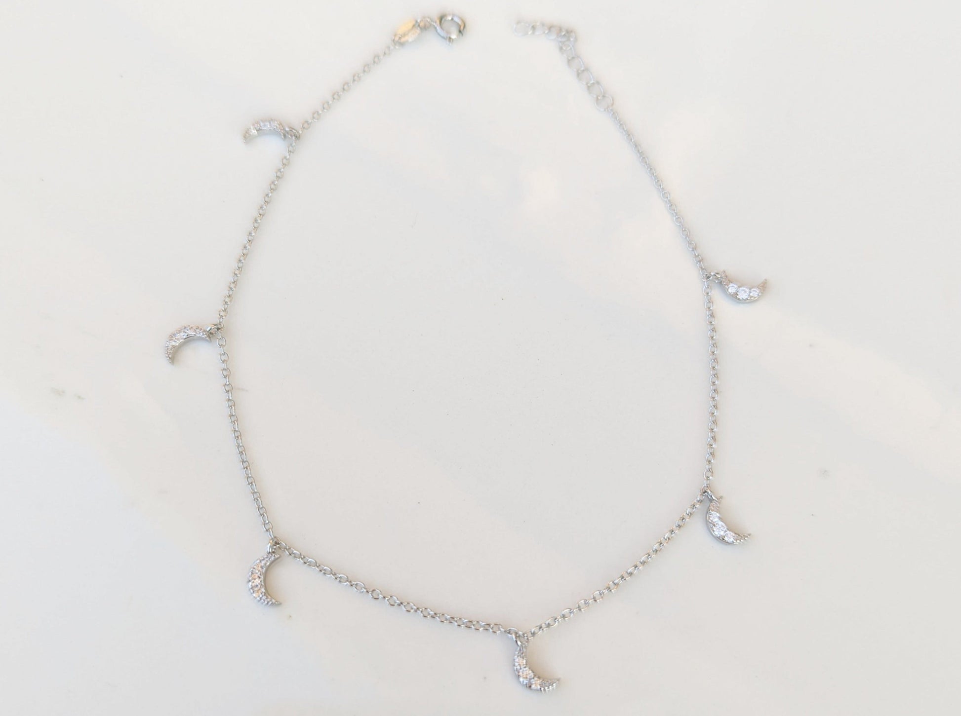 Sterling Silver Half Moon Anklet - Jewelry