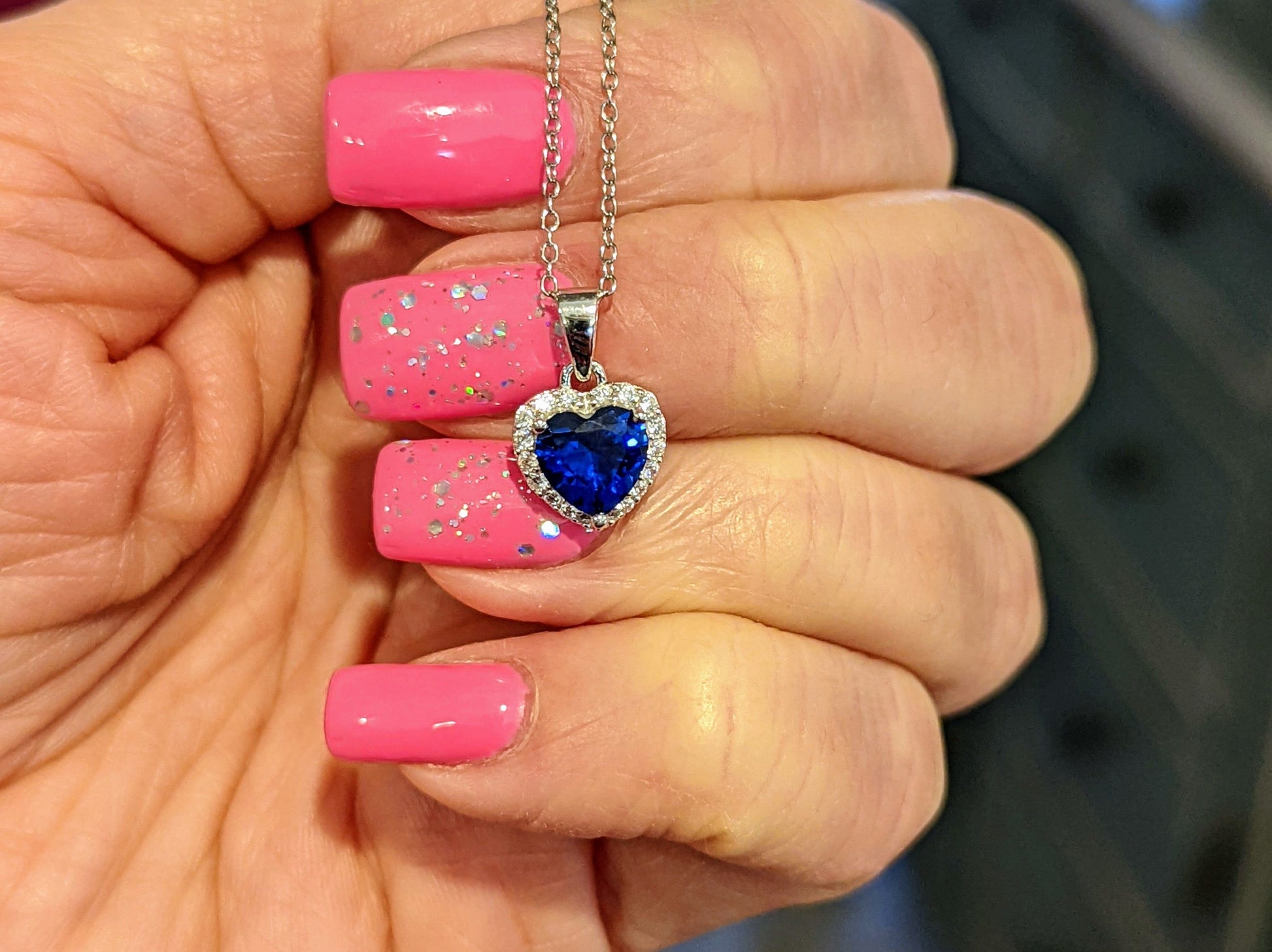 Sterling Silver Heart Shape Cubic Zirconia Necklace -