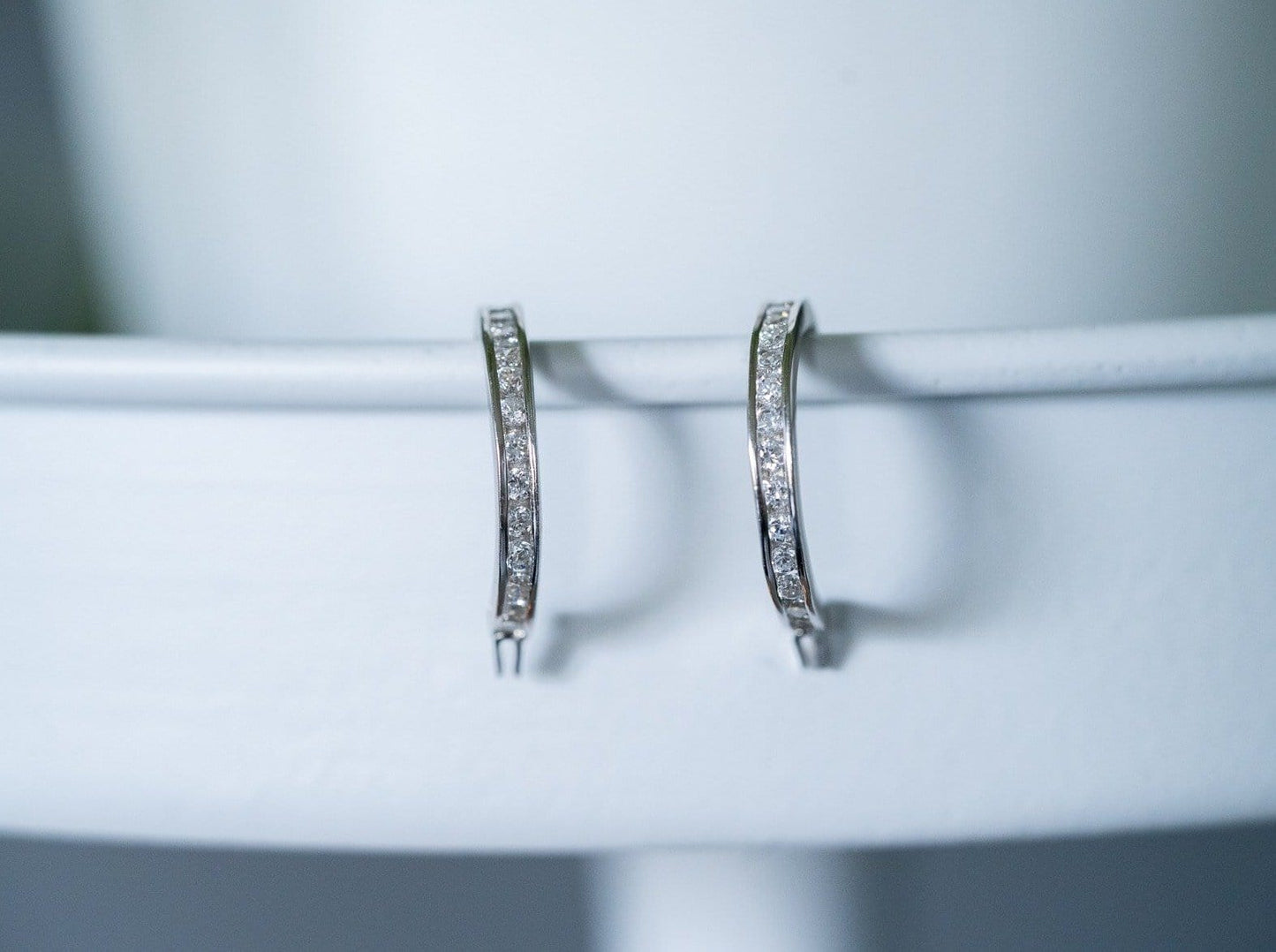 Sterling Silver Hoop Earrings with Cubic Zirconia - Jewelry