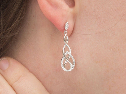 Sterling Silver Infinity Marquise Cubic Zirconia Dangle