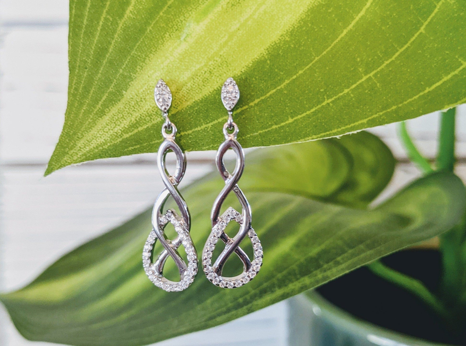 Sterling Silver Infinity Marquise Cubic Zirconia Dangle