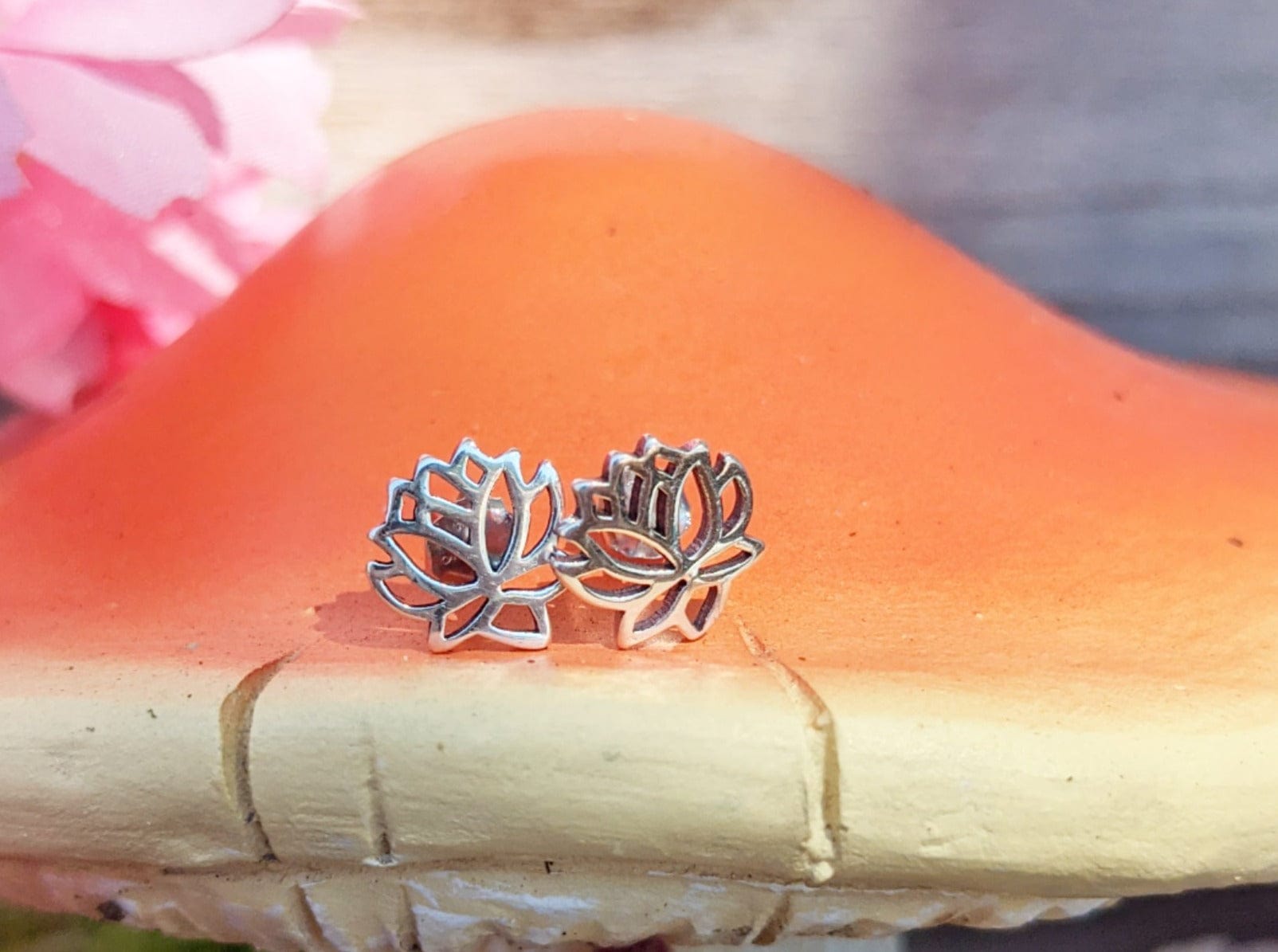 Sterling Silver Lotus Flower Stud Earrings - Jewelry