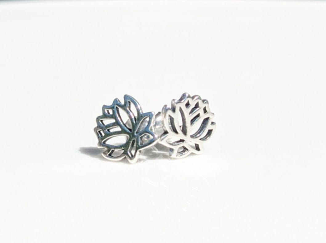 Sterling Silver Lotus Flower Stud Earrings - Jewelry