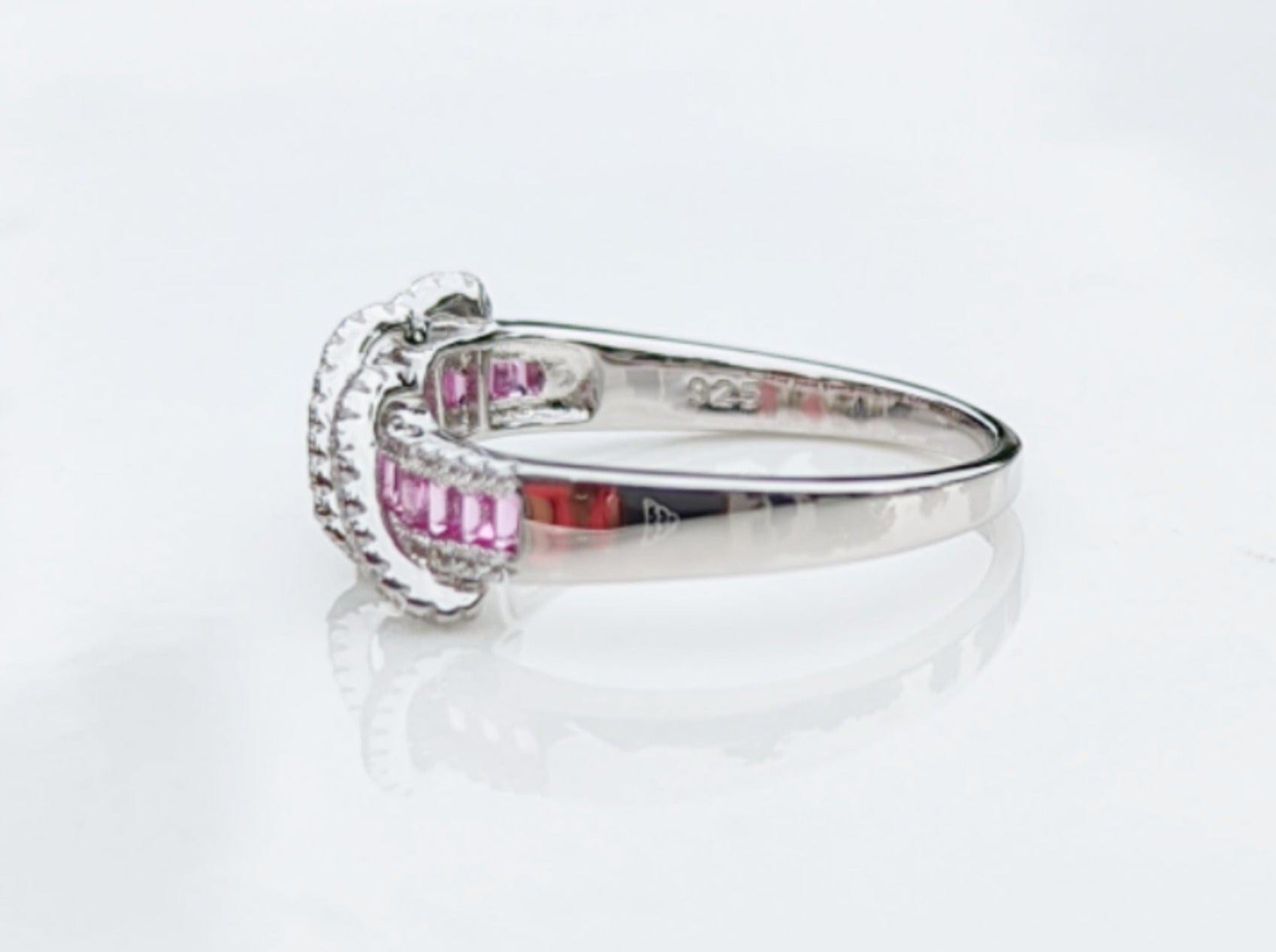 Sterling Silver Pink Line Cubic Zirconia Ring - Jewelry