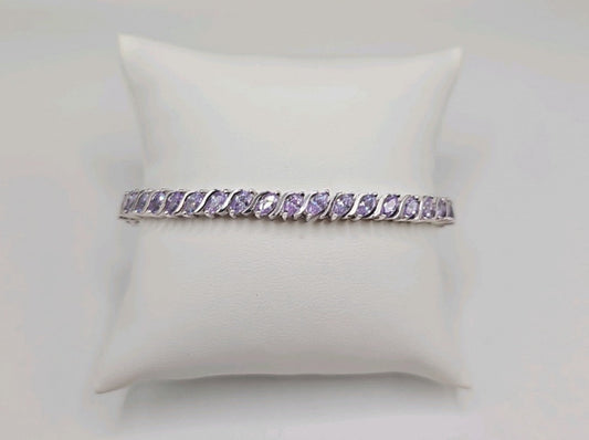 Sterling Silver Purple Cubic Zirconia Tennis Bracelet