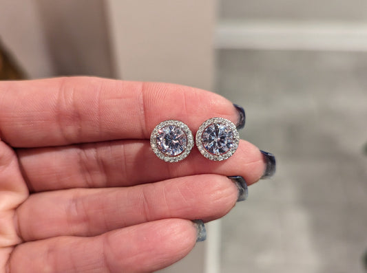 Sterling Silver Clear Cubic Zirconia Earrings