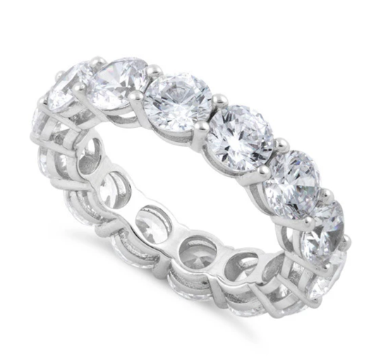 Sterling Silver Eternity Round CZ Ring