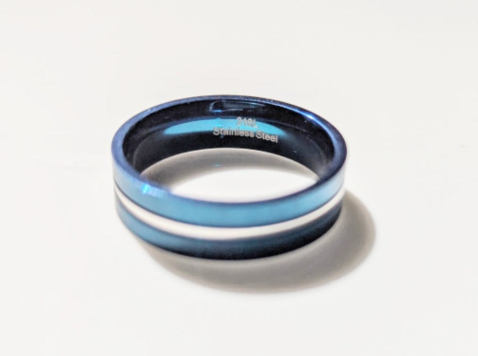 Blue Stainless Steel Ring