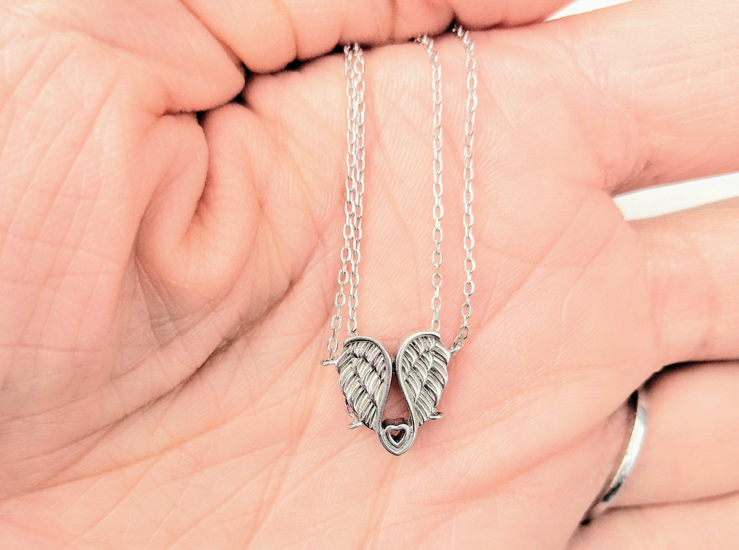 Sterling Silver Angel Wings with Heart Bracelet - Jewelry