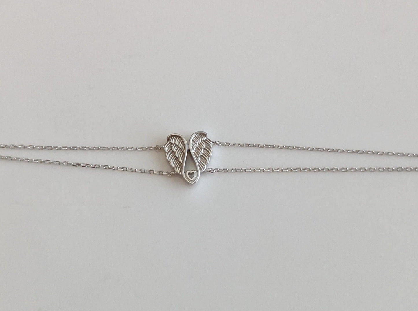 Sterling Silver Angel Wings with Heart Bracelet - Jewelry