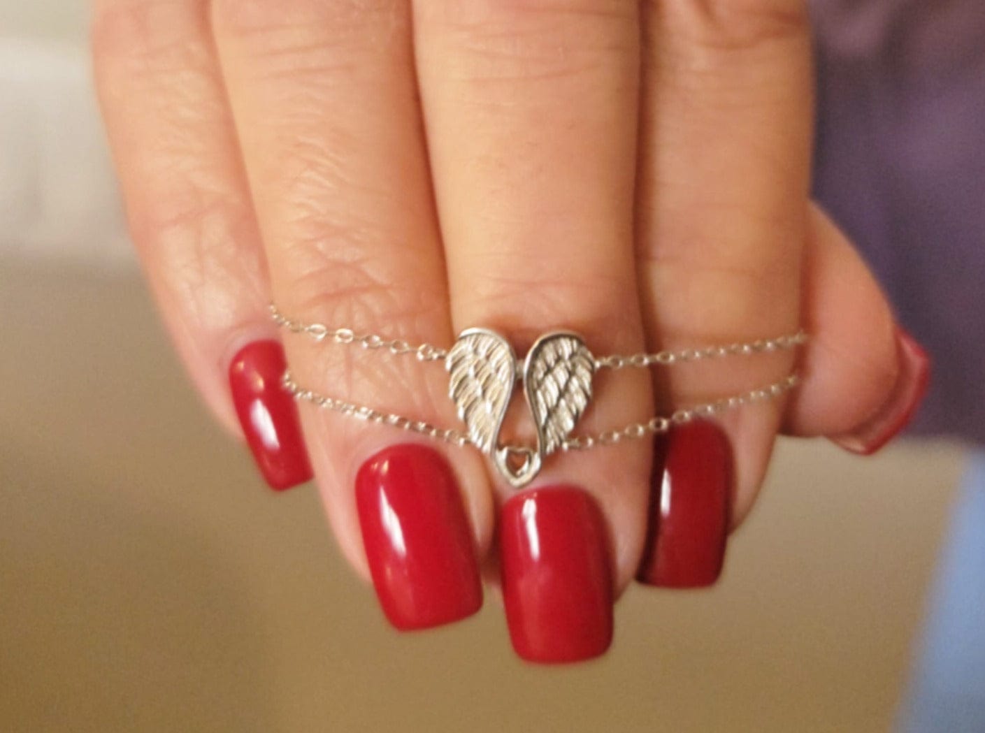 Sterling Silver Angel Wings with Heart Bracelet - Jewelry