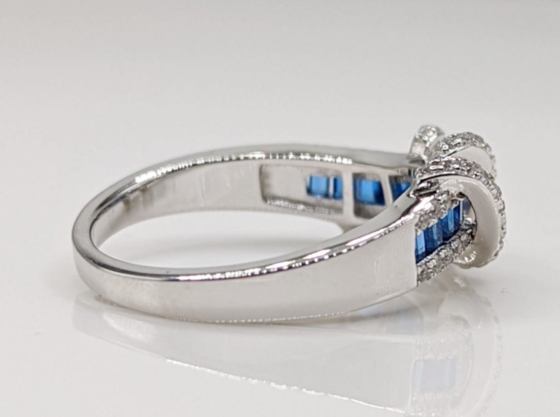 Thin Blue Line Sterling Silver Ring with Blue Sapphire Stones