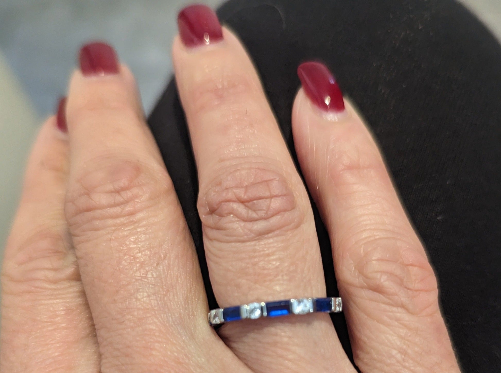 Sterling Silver Blue Sapphire/White CZ Eternity Ring