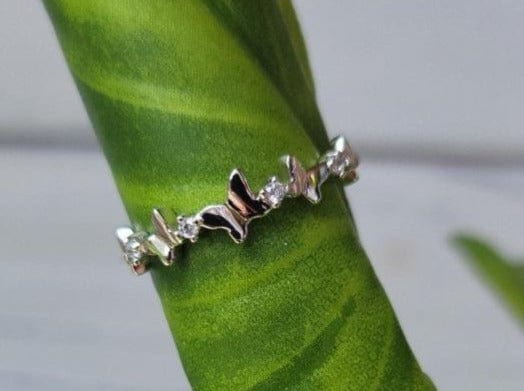 Sterling Silver Butterfly Ring with Cubic Zirconia - Jewelry