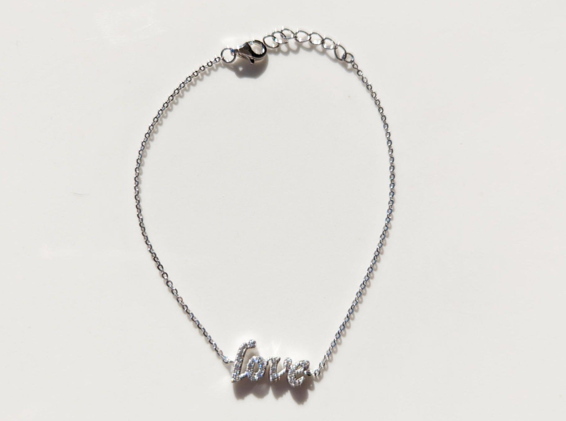 Sterling Silver Cubic Zirconia Love Bracelet - Jewelry