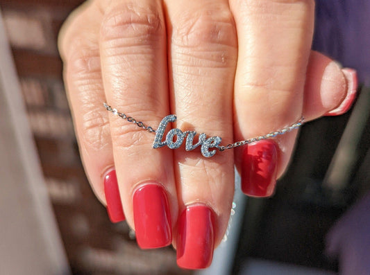 Sterling Silver Cubic Zirconia Love Bracelet - Jewelry