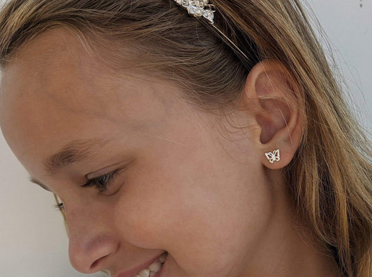 Sterling Silver Dainty Butterfly Stud Earrings - Jewelry