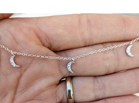 Sterling Silver Half Moon Anklet - Jewelry