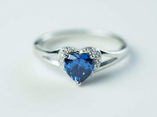 Sterling Silver Heart Shape Cubic Zirconia Ring - Jewelry