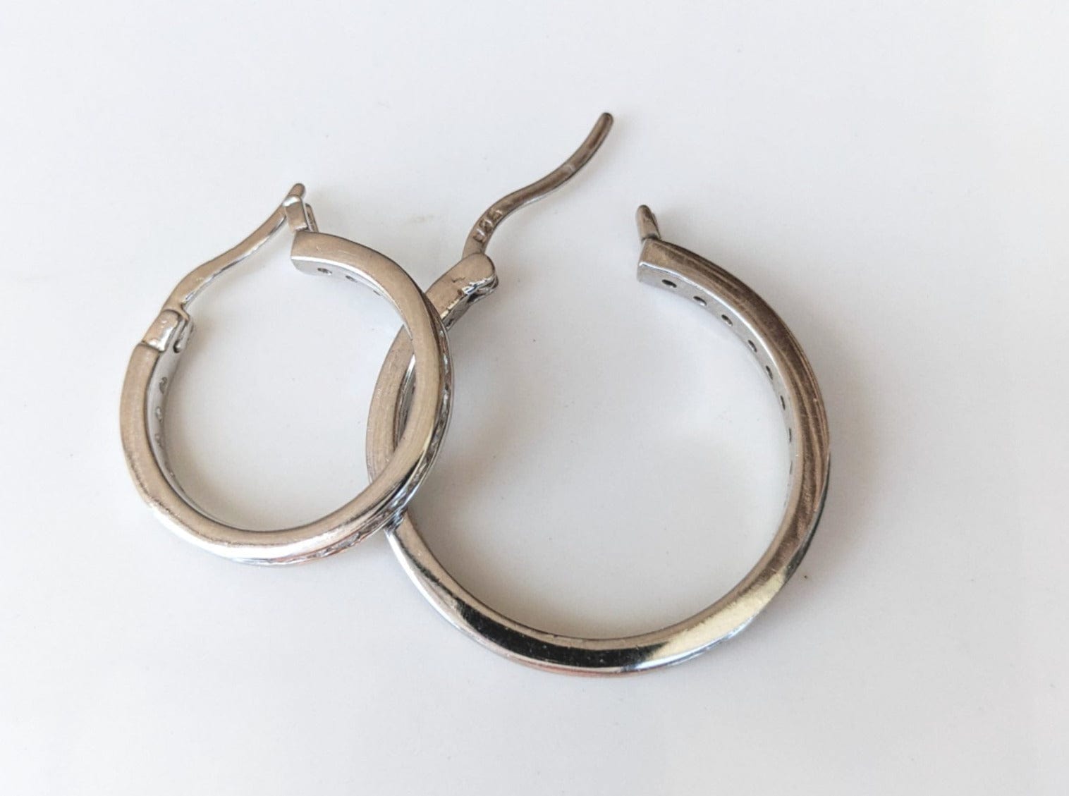 Sterling Silver Hoop Earrings with Cubic Zirconia - Jewelry