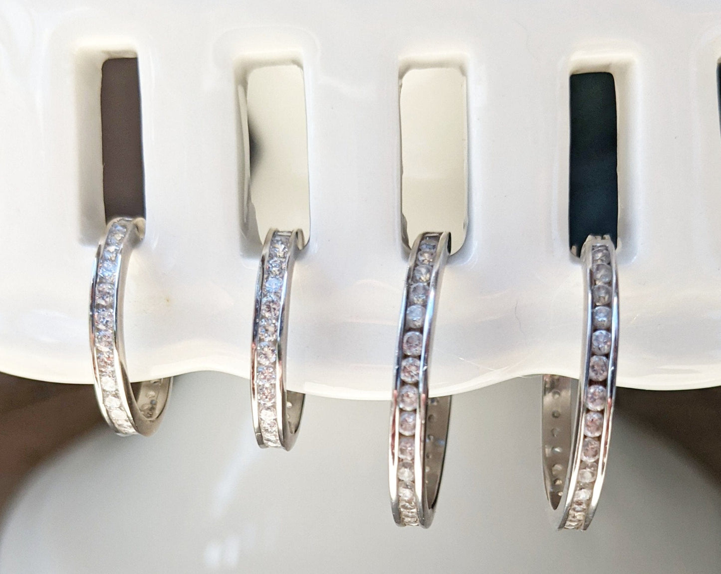 Sterling Silver Hoop Earrings with Cubic Zirconia - Jewelry