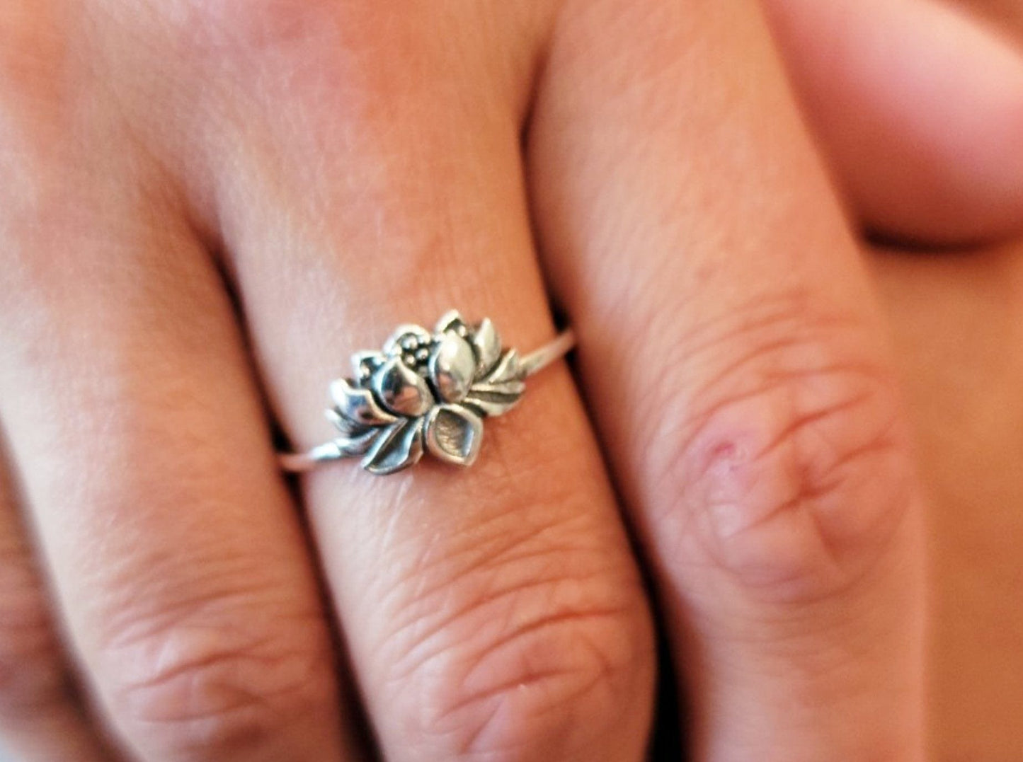 Sterling Silver Lotus Flower Ring - Jewelry