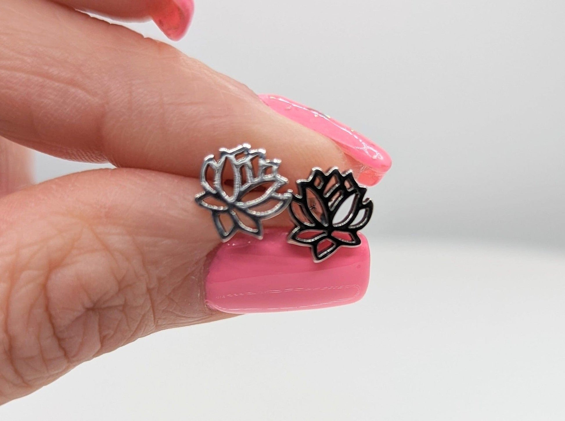 Sterling Silver Lotus Flower Stud Earrings - Jewelry