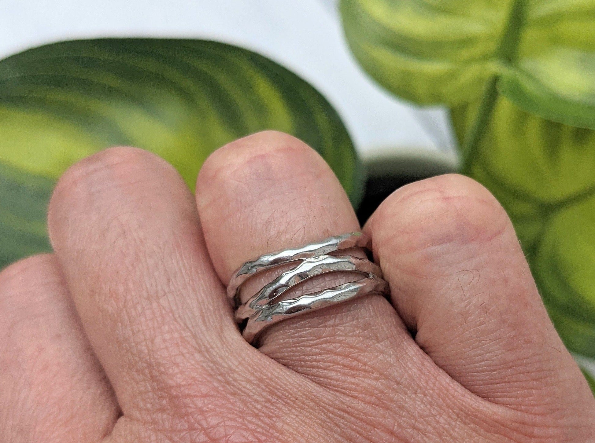 Sterling Silver Wavy Hammered Ring - Jewelry