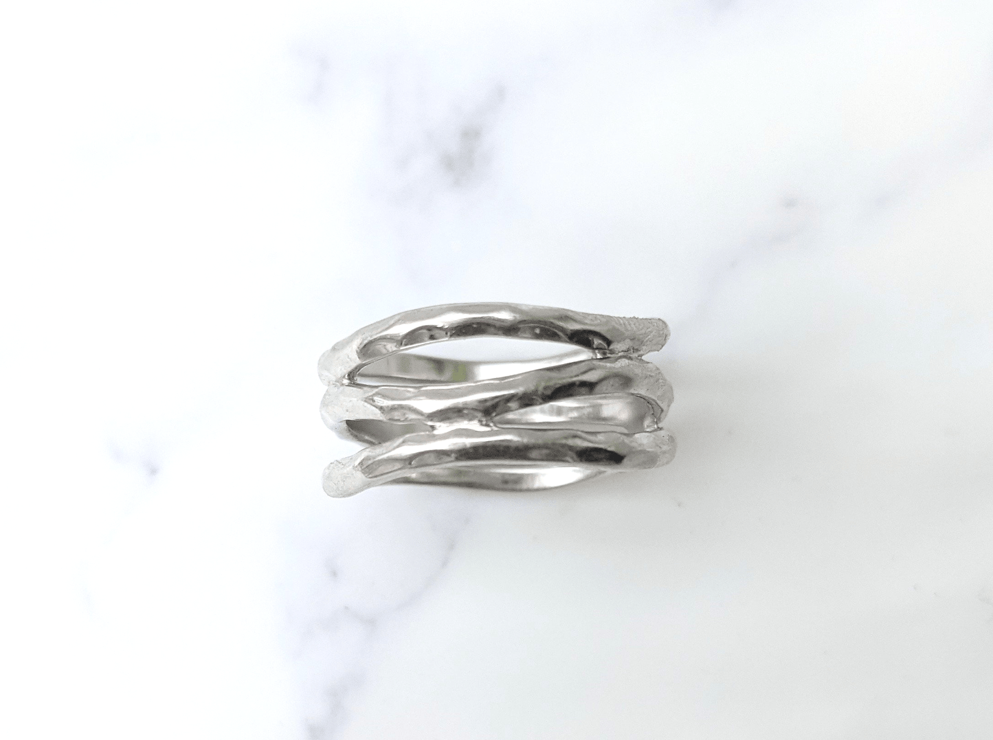 Sterling Silver Wavy Hammered Ring - Jewelry