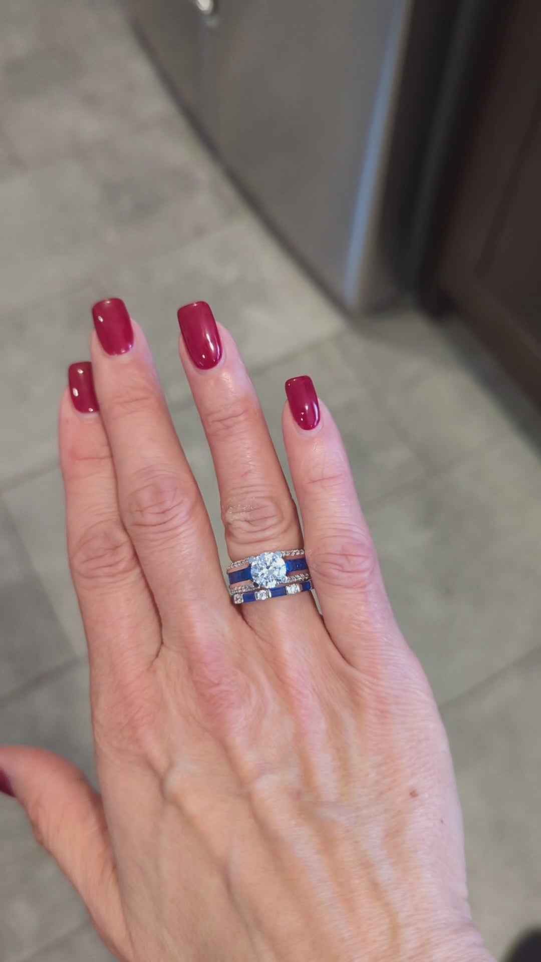 Sterling Silver Round & Princess Cut Clear & Blue Spinel CZ